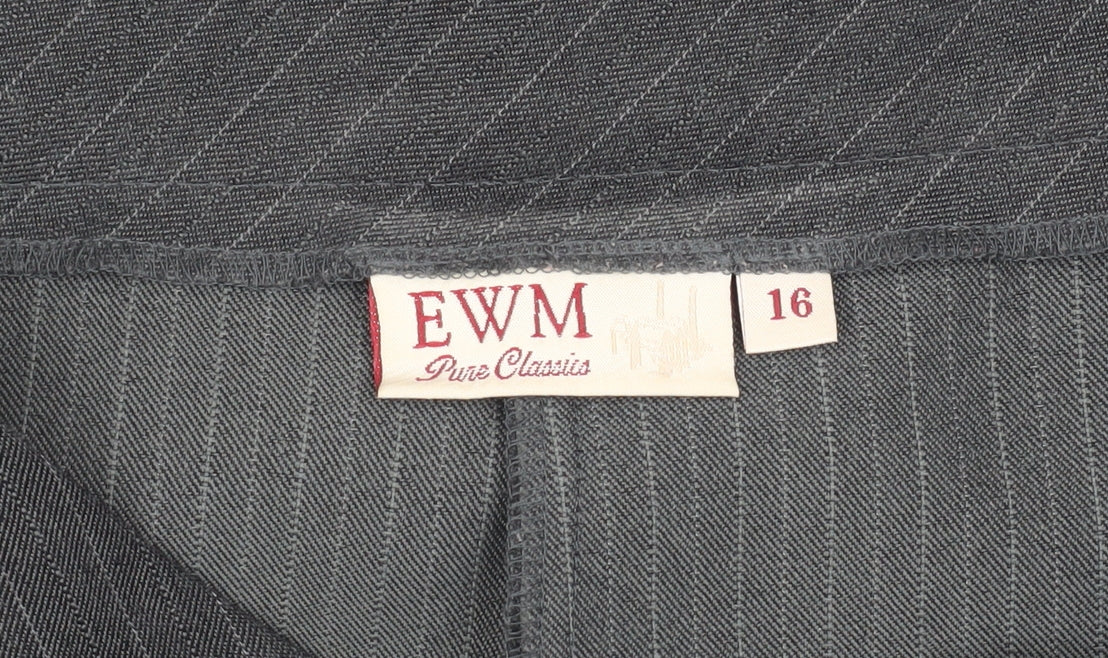 Womens UK Size 16 EWM Classic Fit Dress Pants Grey Trousers