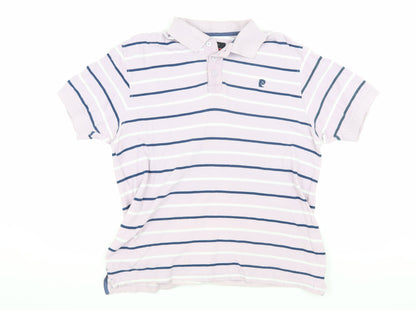 Pierre Cardin Men's White Striped Polo Shirt M