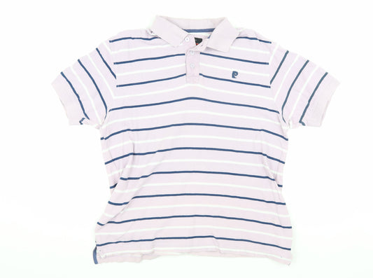 Pierre Cardin Men's White Striped Polo Shirt M