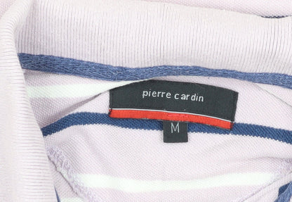 Pierre Cardin Men's White Striped Polo Shirt M
