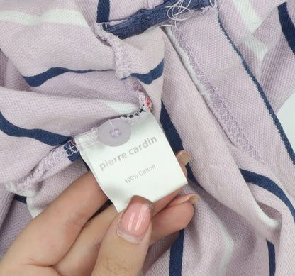 Pierre Cardin Men's White Striped Polo Shirt M