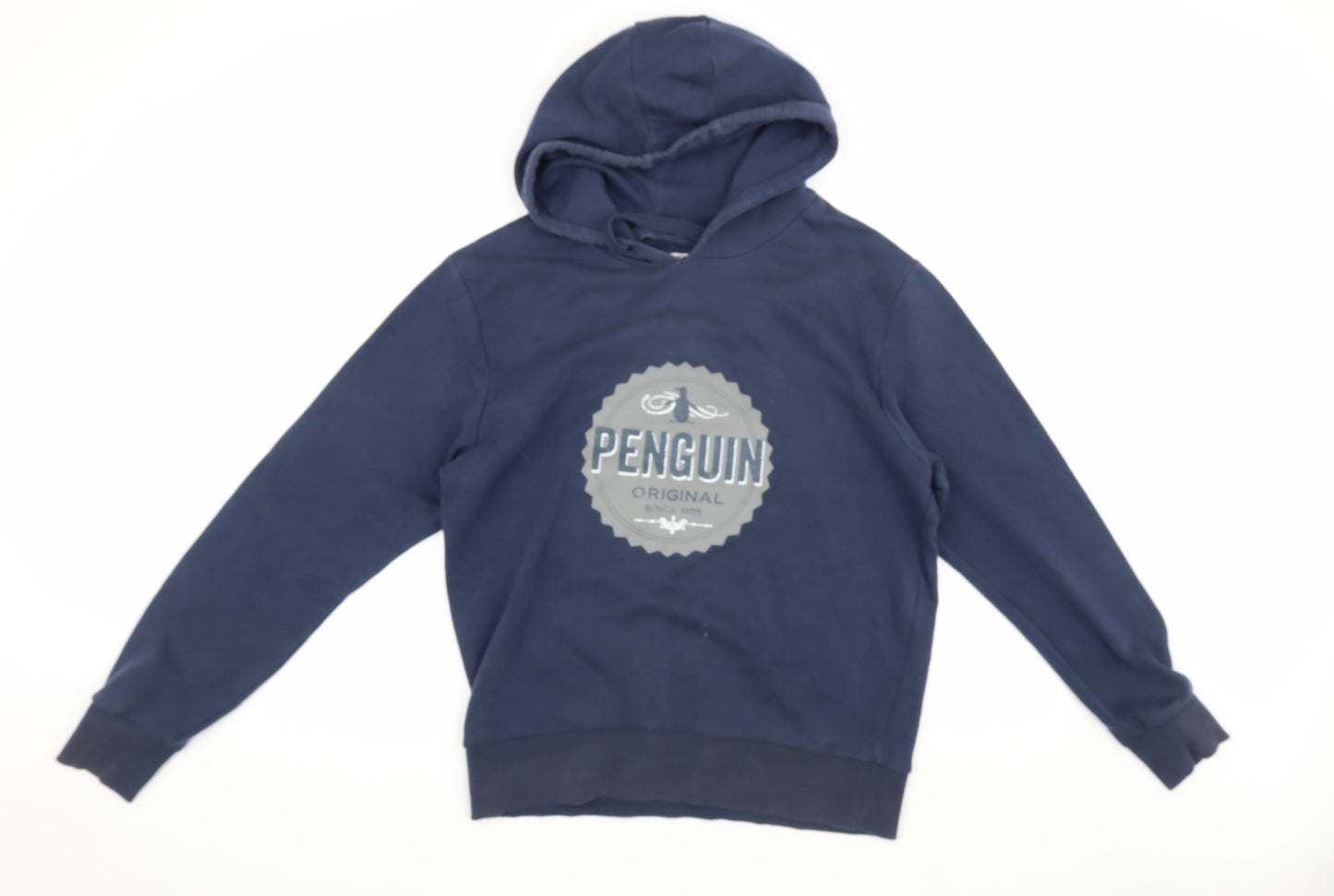 Mens UK Size M Penguin Blue Pullover Hoodie