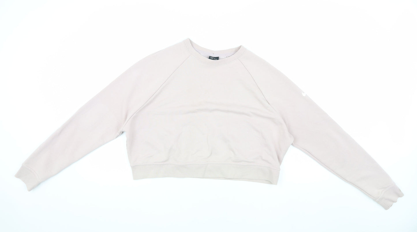 Nike Women's Beige Sweatshirt, Size M, Casual Fit