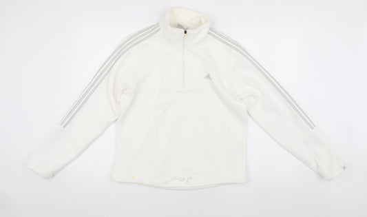Adidas Women's White 1/4 Zip Sweatshirt, Size 14