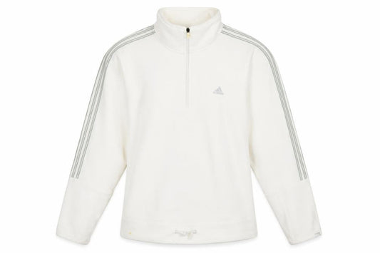 Front view of Adidas Women's White 1/4 Zip Sweatshirt, size 14
