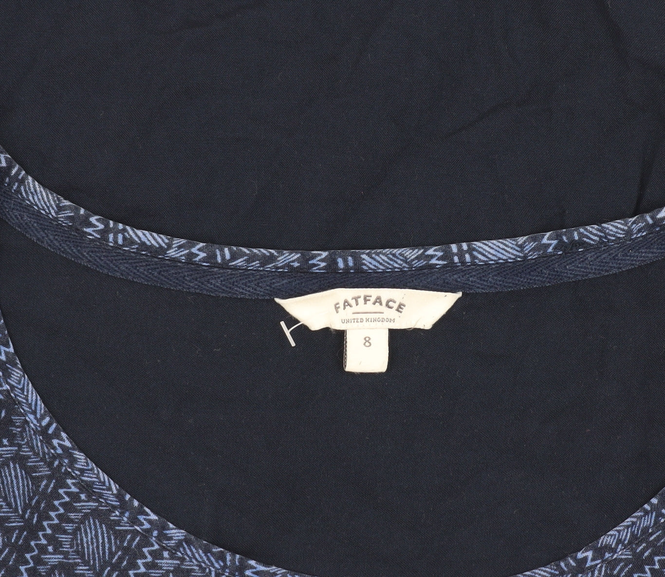 FatFace Women's Blue Geometric T-Shirt Size 8