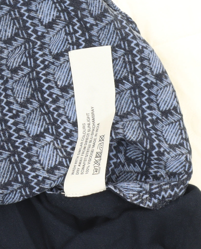 FatFace Women's Blue Geometric T-Shirt Size 8