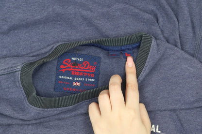 Superdry Men's Blue Crew Neck T-Shirt Size L