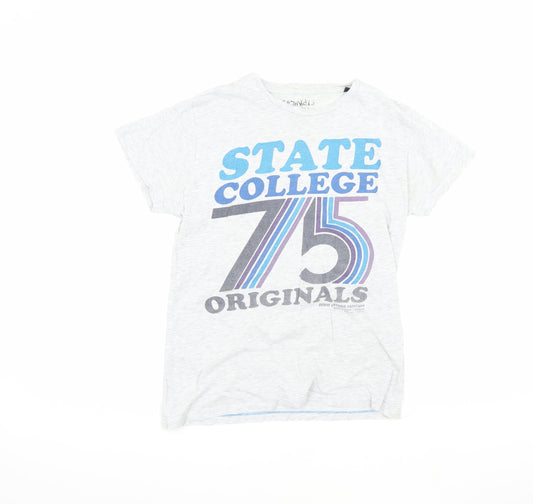 Jack & Jones Men's Grey College Theme T-Shirt, Size S