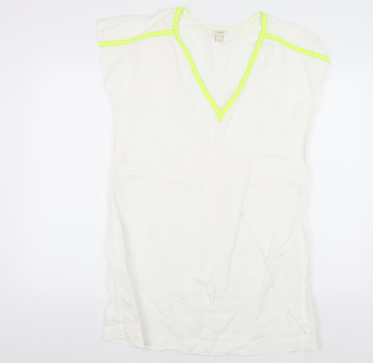 J.Crew Women's White Shift Dress, Size S, Linen Blend