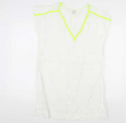 J.Crew Women's White Shift Dress, Size S, Linen Blend