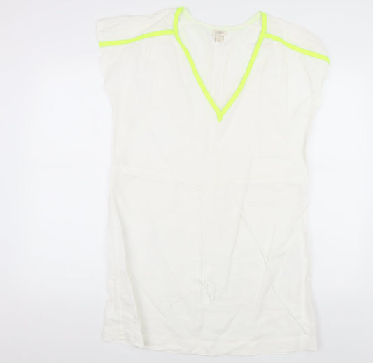 J.Crew Women's White Shift Dress, Size S, Linen Blend