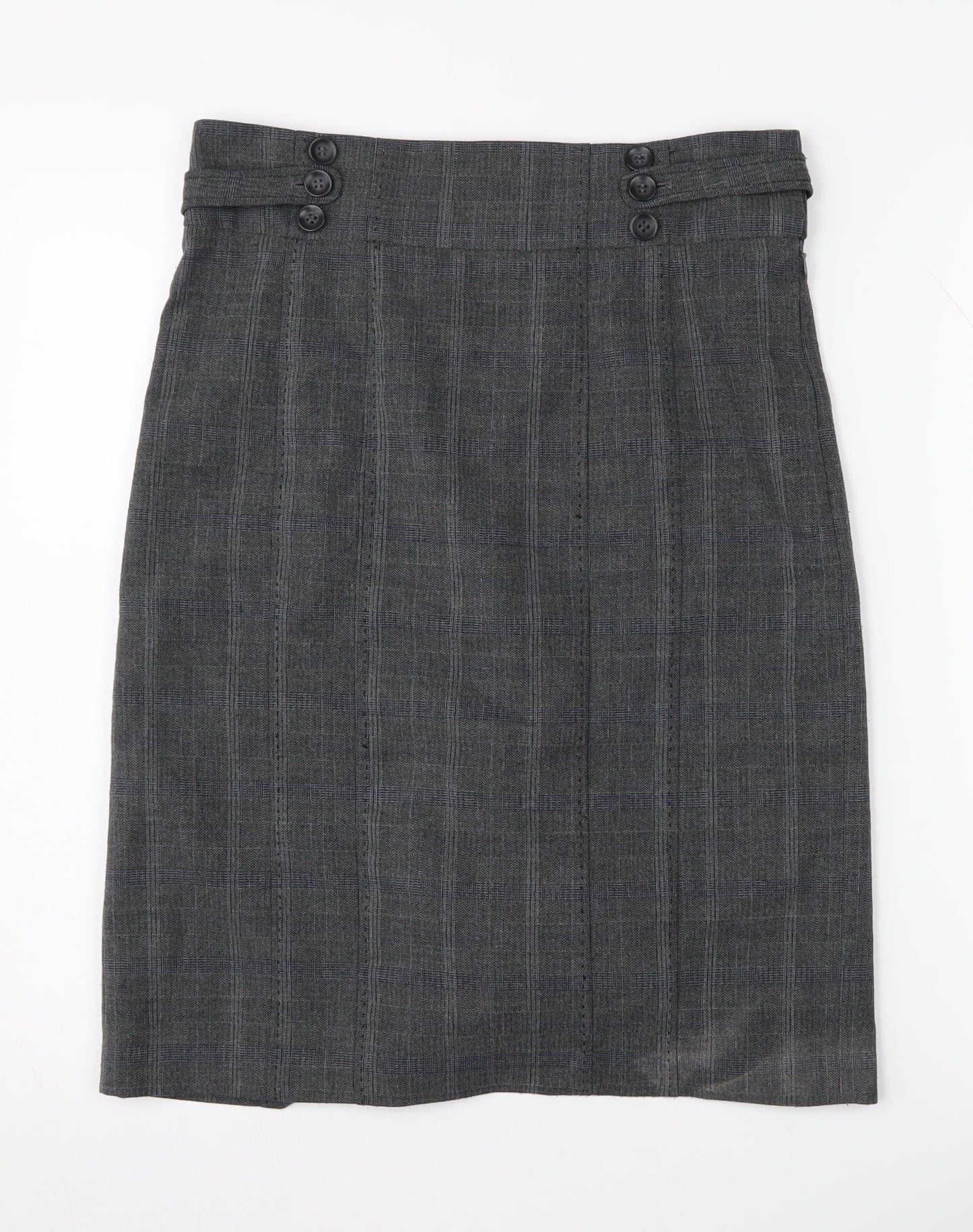 Next Women's Grey Check Pencil Skirt, Size 10
