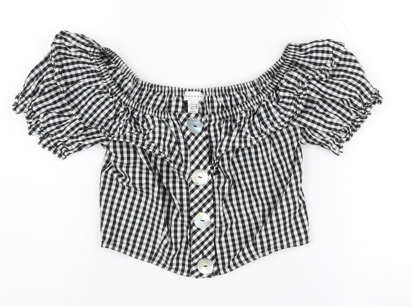 Womens UK Size 6 Topshop Black Cropped Blouse