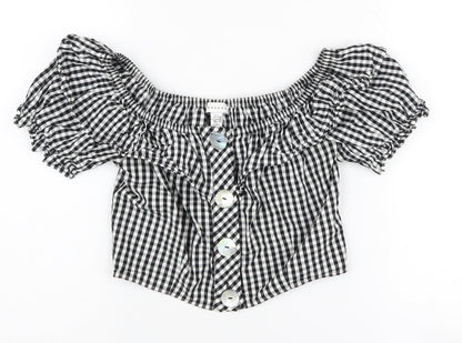 Womens UK Size 6 Topshop Black Cropped Blouse