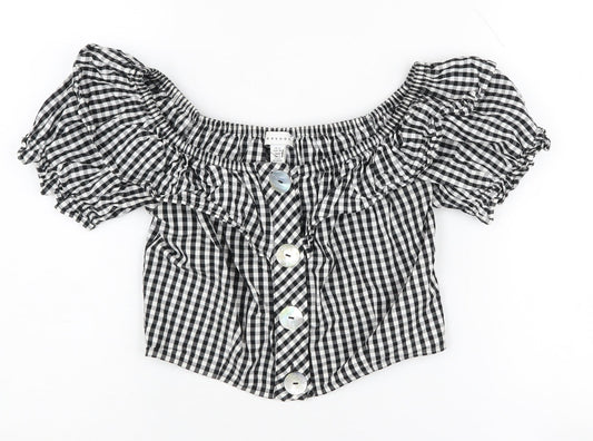 Womens UK Size 6 Topshop Black Cropped Blouse