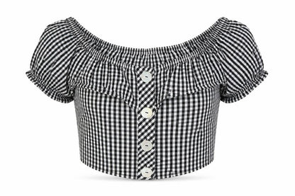 Womens UK Size 6 Topshop Black Cropped Blouse