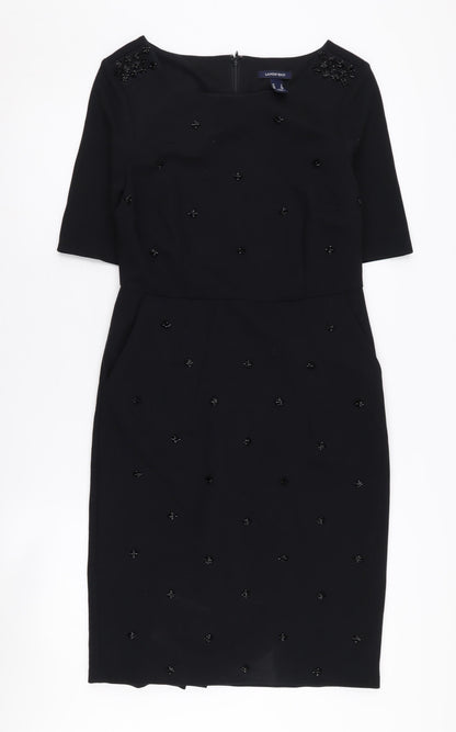 Lands' End Women's Black Beaded Sheath Dress Size 10