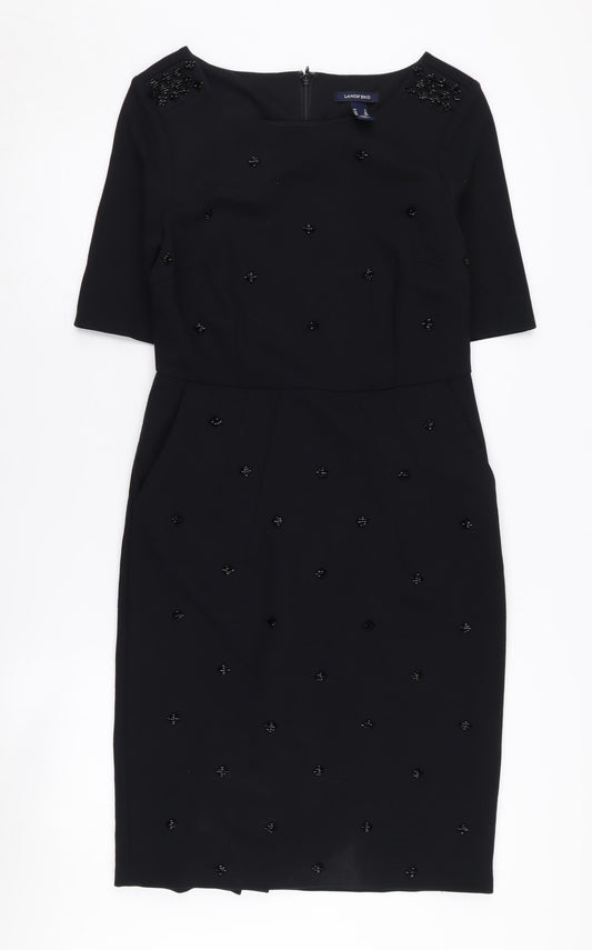 Lands' End Women's Black Beaded Sheath Dress Size 10