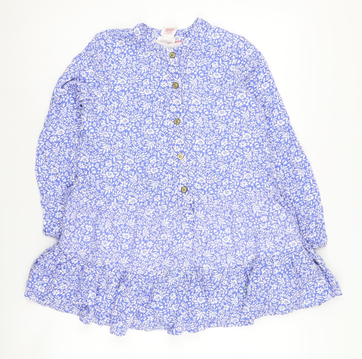 Kaisely Girls Floral Blue Dress, Long Sleeve, 6-7 Years, Perfect