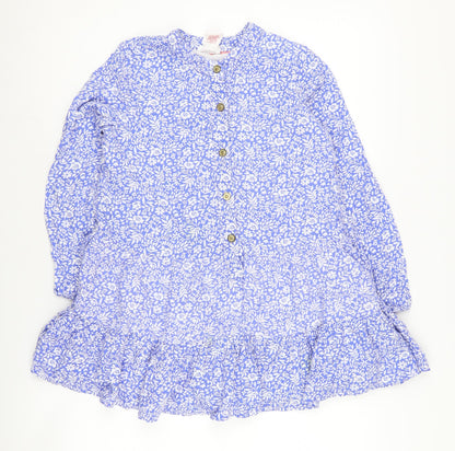 Kaisely Girls Floral Blue Dress, Long Sleeve, 6-7 Years, Perfect