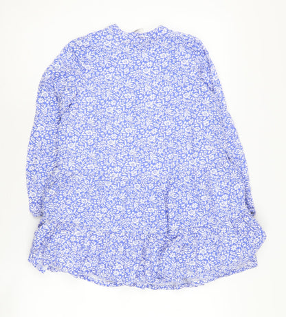 Kaisely Girls Floral Blue Dress, Long Sleeve, 6-7 Years, Perfect