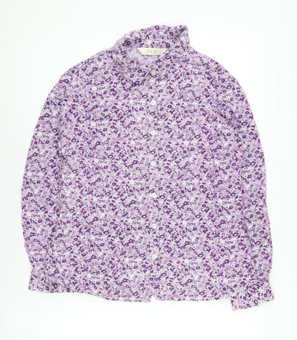 Womens UK Size 12 EWM Purple Basic Button-Up