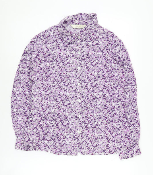 EWM Women's Purple Floral Button-Up Shirt Size 12