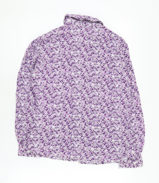 EWM Women's Purple Floral Button-Up Shirt Size 12