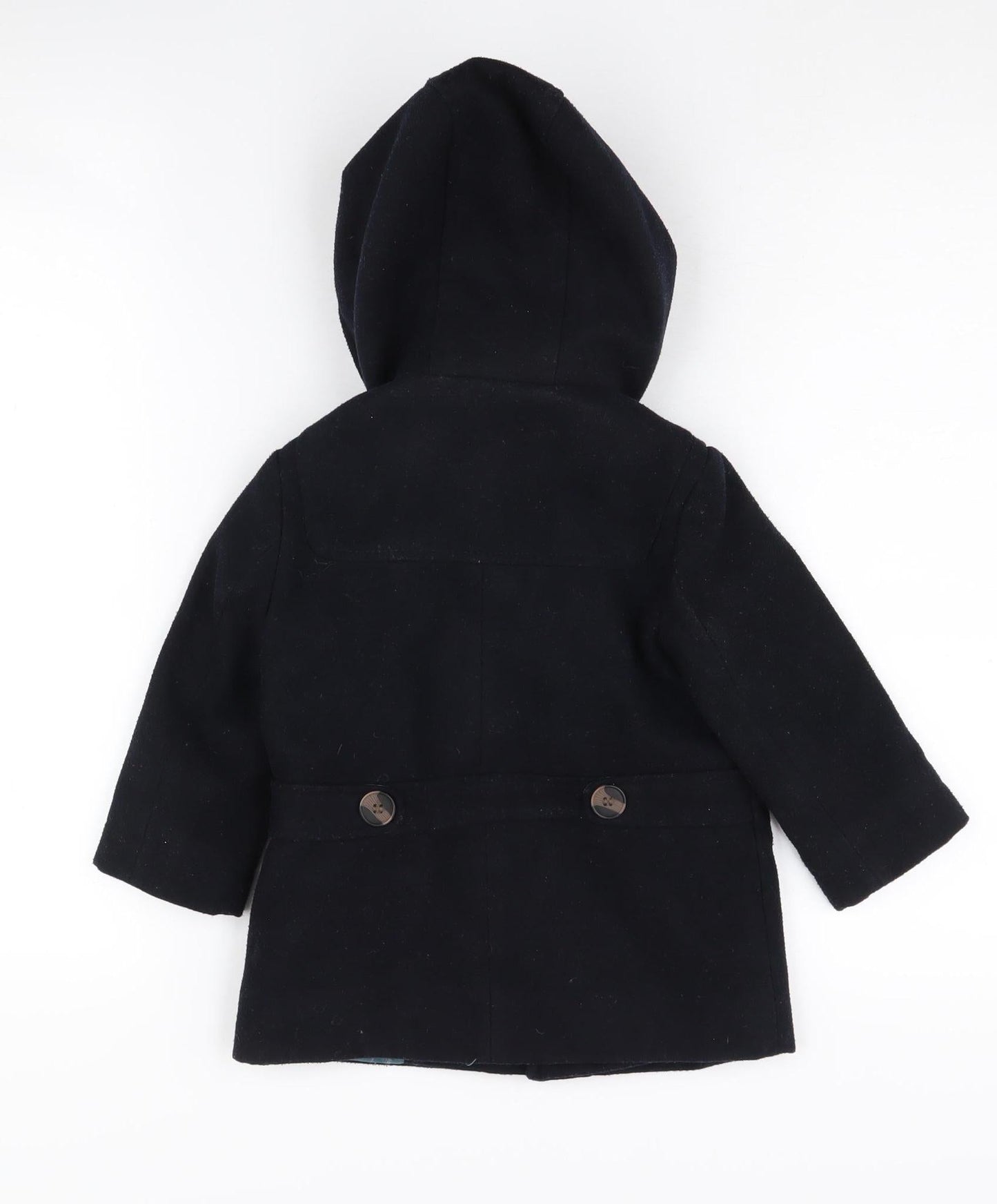 Monsoon Girls Black Hooded Duffle Coat 2 Years