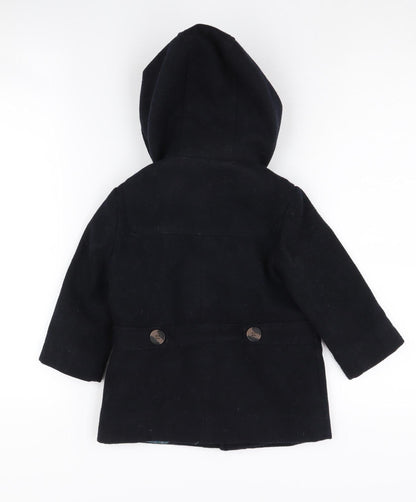 Monsoon Girls Black Hooded Duffle Coat 2 Years
