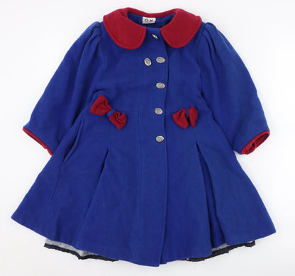 O.K. Company Girls Blue Basic Coat 8-9 Years