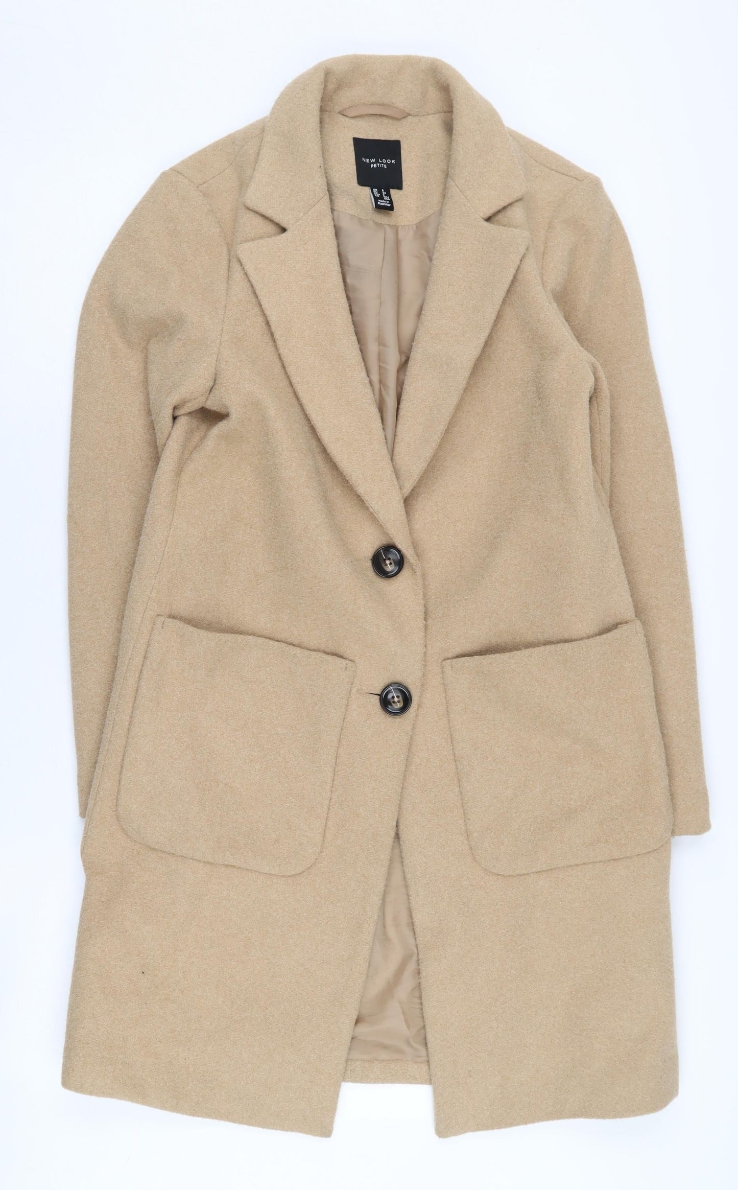 New Look Beige Petite Overcoat, Women Size 6