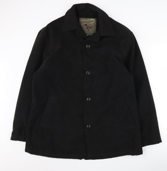 Aquatite Men's XL Black Mid-Length Coat - Lined, Classic Style