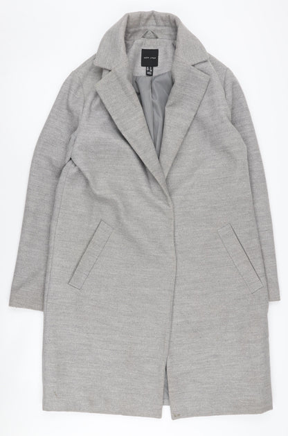 New Look Women's Grey Long Overcoat, Size 12