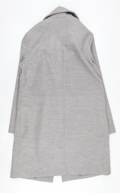 New Look Women's Grey Long Overcoat, Size 12