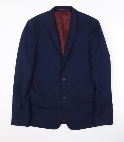 Mens UK Size 38 River Island Regular Blue Suit Jacket