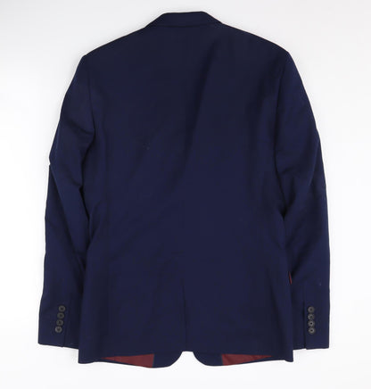 Mens UK Size 38 River Island Regular Blue Suit Jacket
