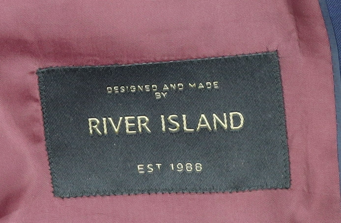 Mens UK Size 38 River Island Regular Blue Suit Jacket