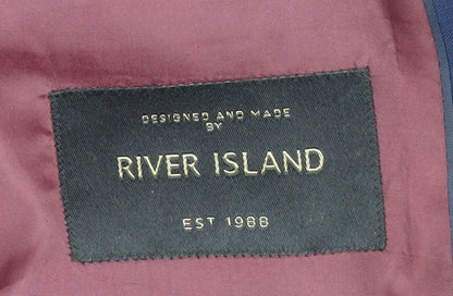Mens UK Size 38 River Island Regular Blue Suit Jacket