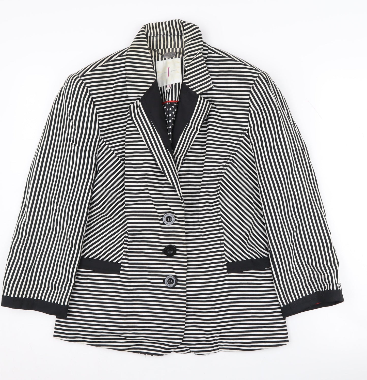 Jasper Conran Women's Black Striped Blazer Size 14