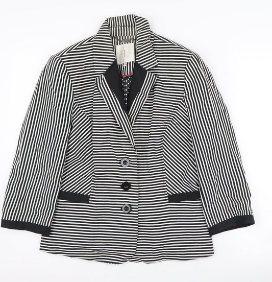 Jasper Conran Women's Black Striped Blazer Size 14