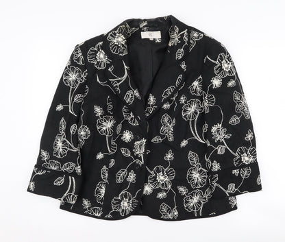 CC Women's Black Floral Blazer Size 14