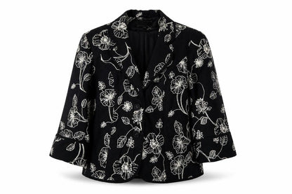 Country Casuals Women's Black Floral Blazer Size 14