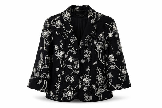 Country Casuals Women's Black Floral Blazer Size 14
