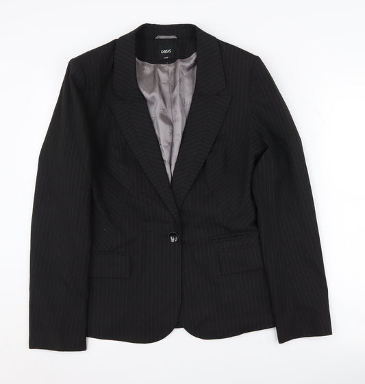Oasis Women's Black Pinstripe Blazer Size 12