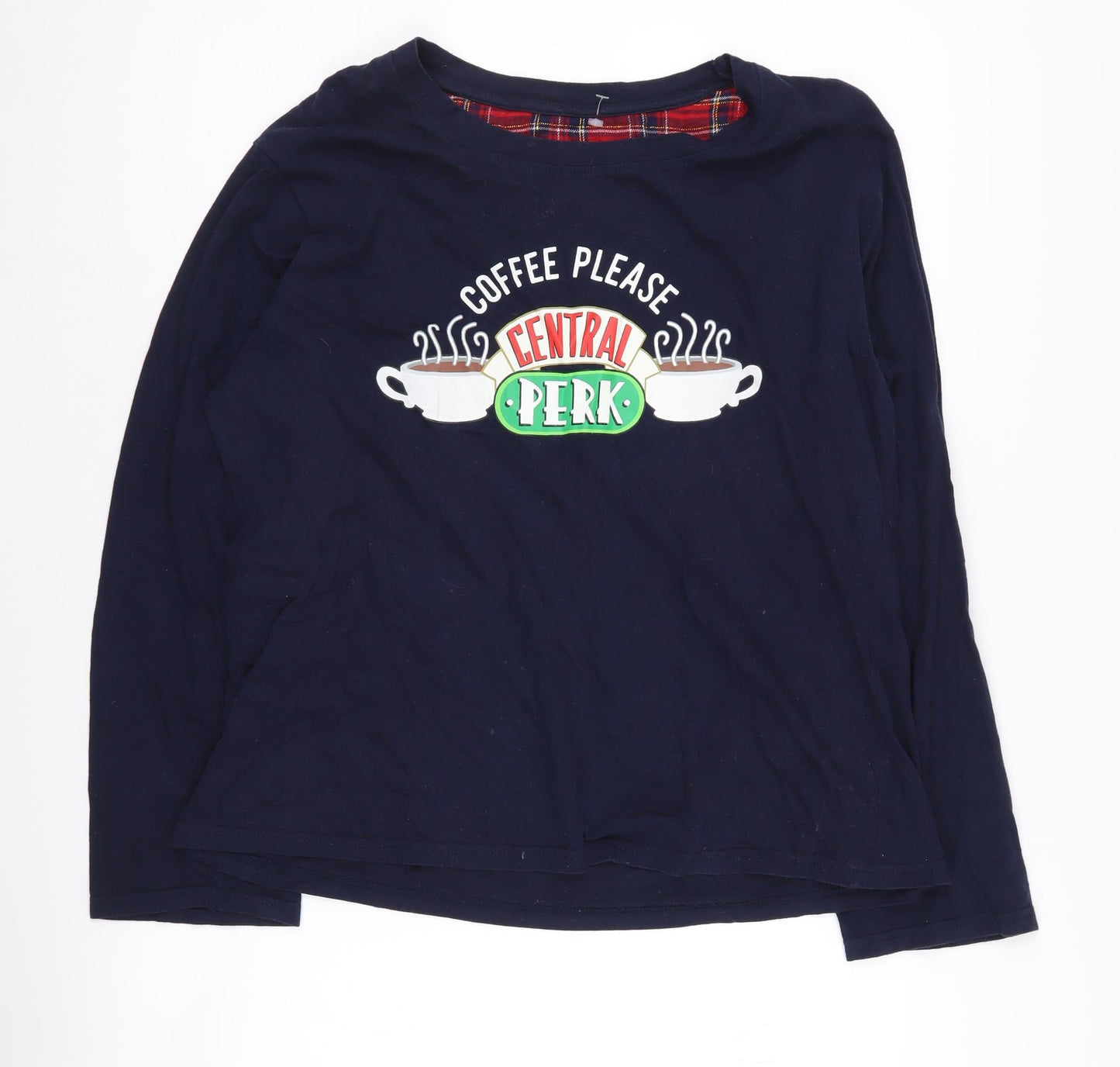 Friends Women's Blue Pyjama Top L - Central Perk Graphic