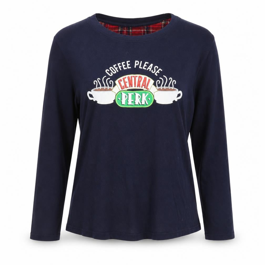 Friends Women's Blue Pyjama Top L - Central Perk Graphic