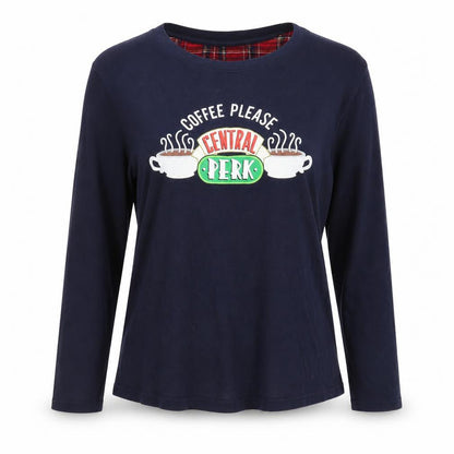 Friends Women's Blue Pyjama Top L - Central Perk Graphic