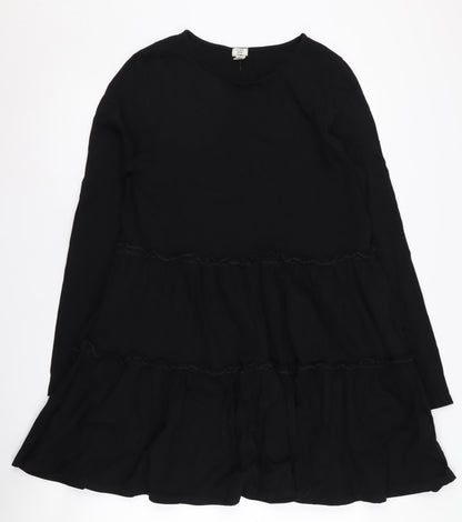 River Island Black Cotton Long Sleeve Dress UK 12